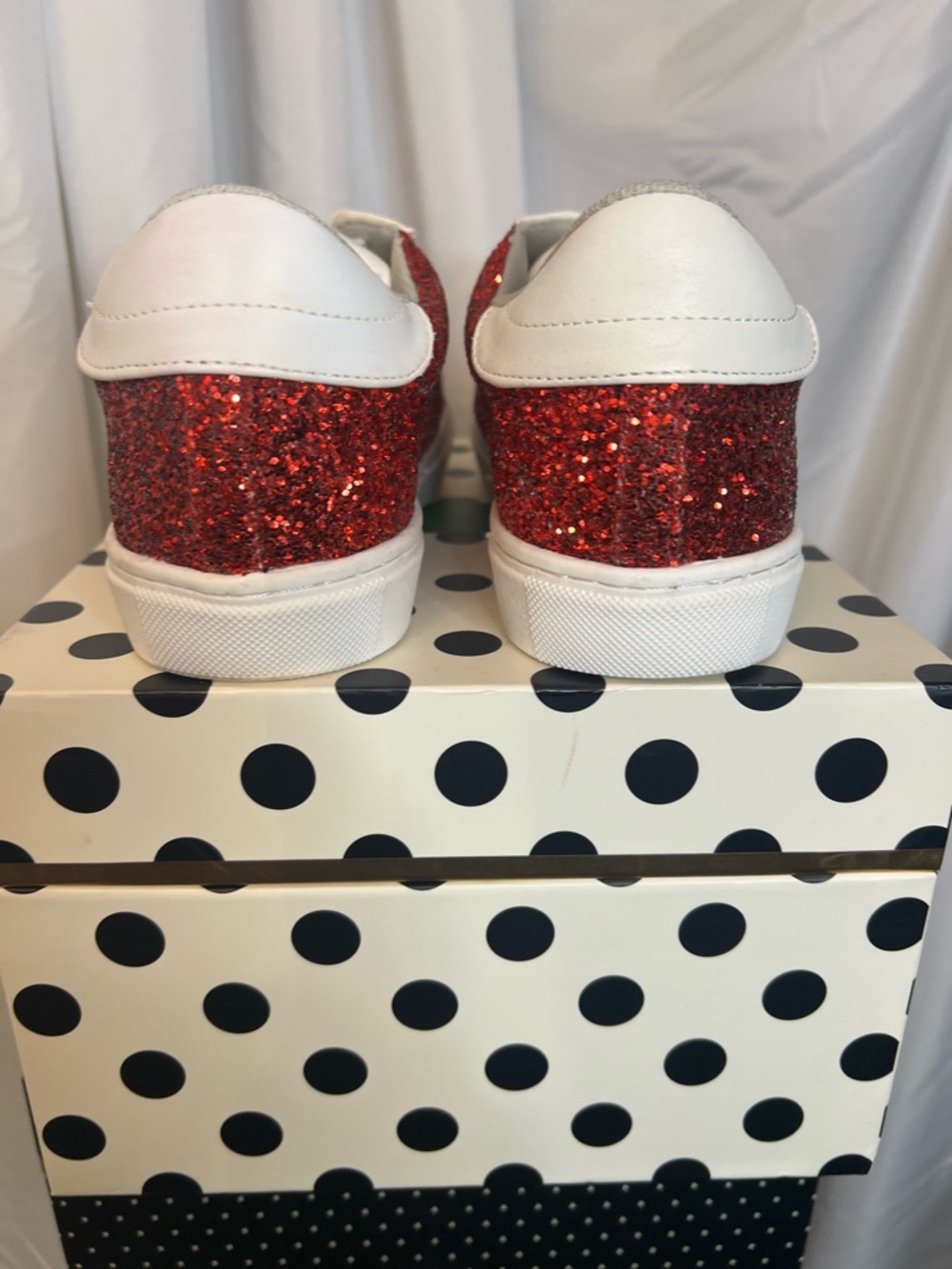 Party City Women's Red Glitter Sneakers with White Accents - Picture 5 of 9